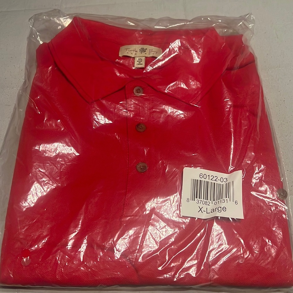 Brand new red Turtle bay of New York polo style shirt in a size XL....